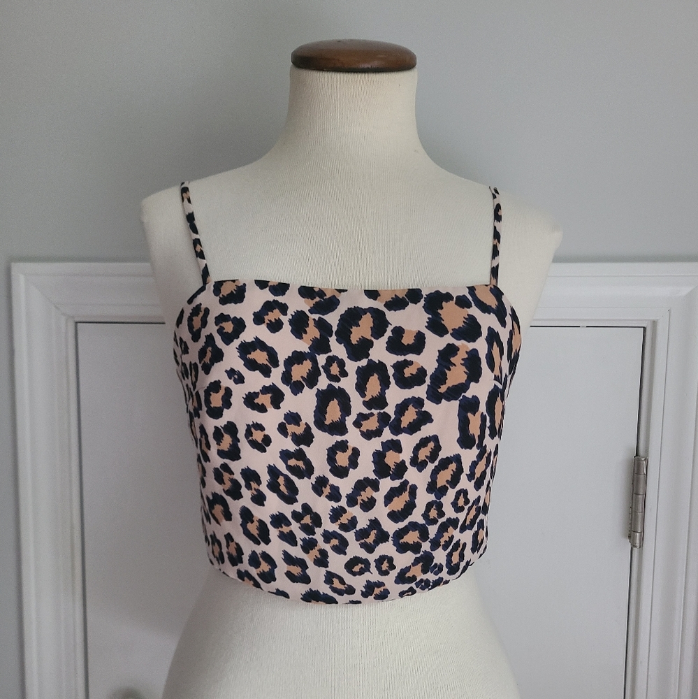 Victoria's Secret Reversible Leopard Cami Top Size S Animal Print Nude Tie Back
